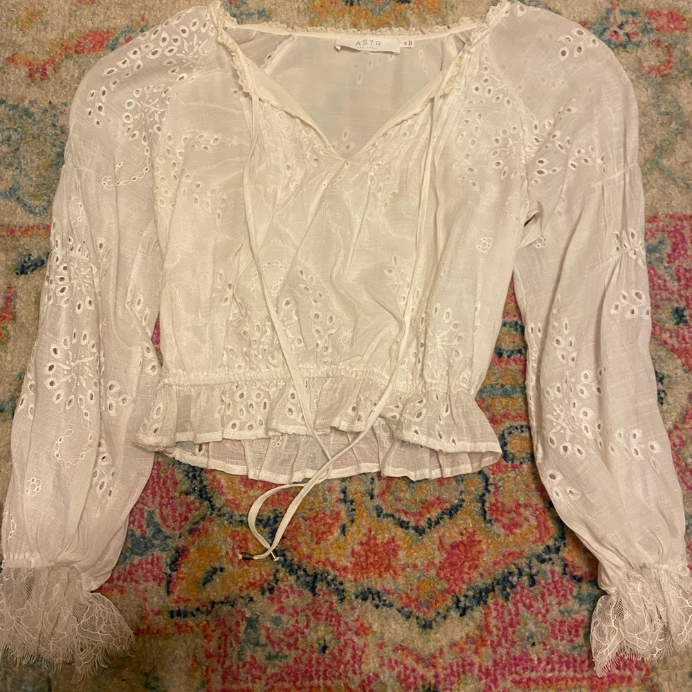 ASTR white eyelet blouse from Revolve